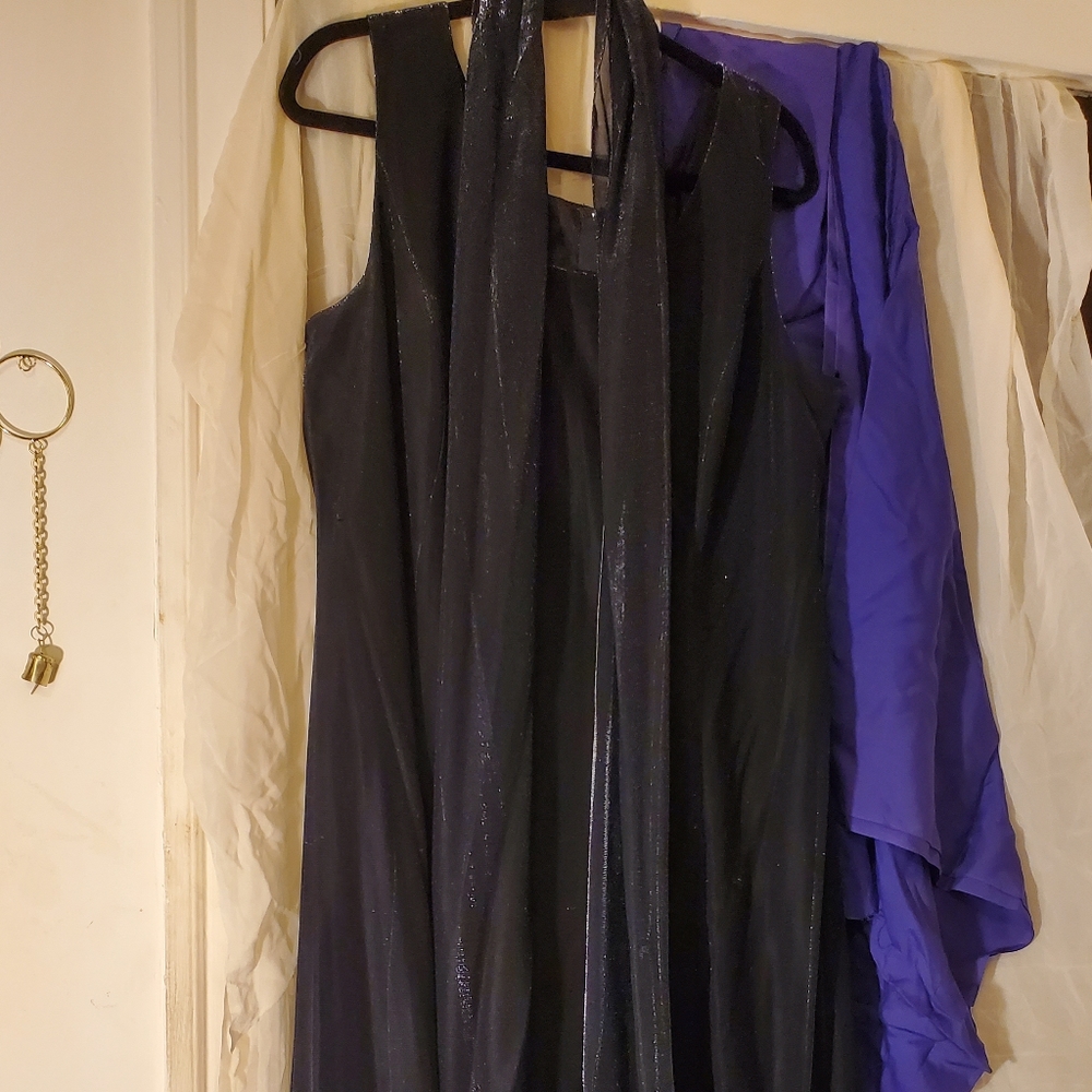 Formal long dress black with metallic sheen